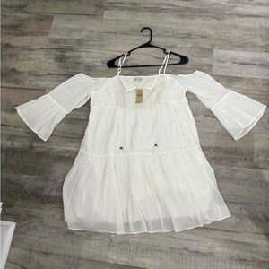 American Eagle Outfitters White dress peasant style off the shoulder
